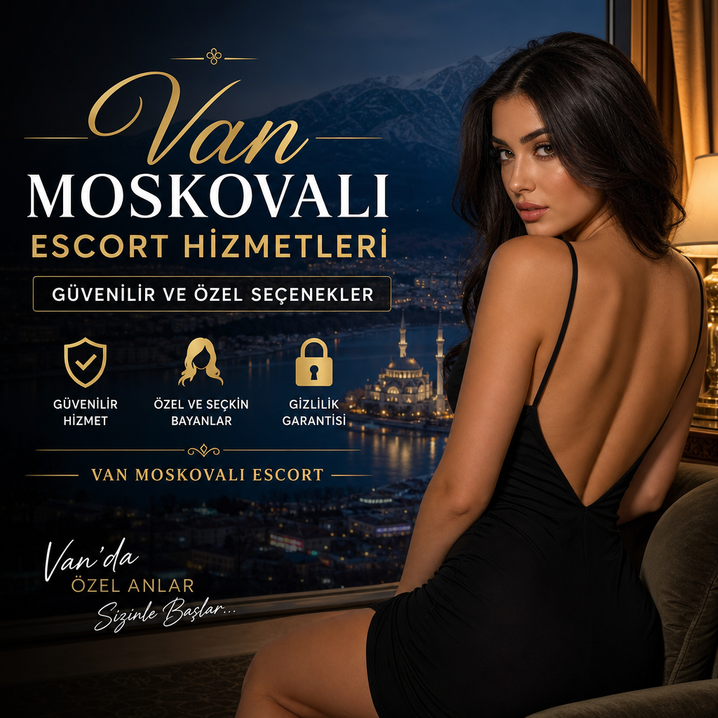 Van Moskovalı escort hizmetlerini simgeleyen, gizlilik ve özel seçenek vurgulu tanıtım görseli