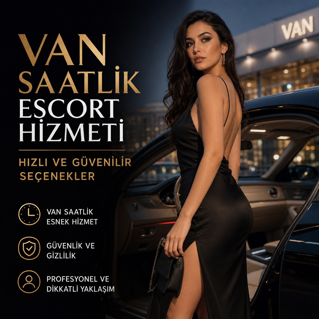 Van Saatlik Escort Hizmeti - Şık siyah elbiseli kadın, araba yanında lüks eskort hizmeti reklamında poz veriyor